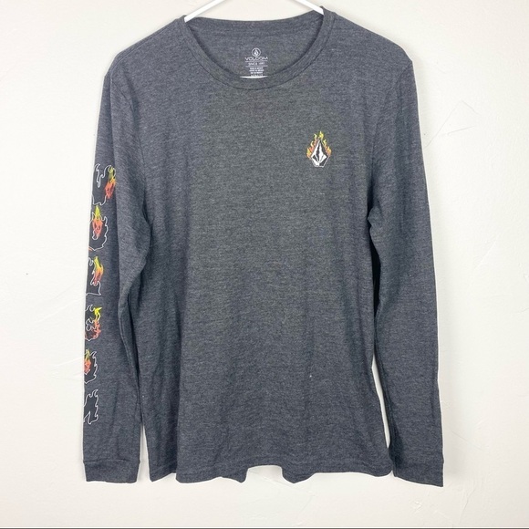 Volcom | Dark Gray Graphic Long Sleeve Top Size Medium - Picture 1 of 4